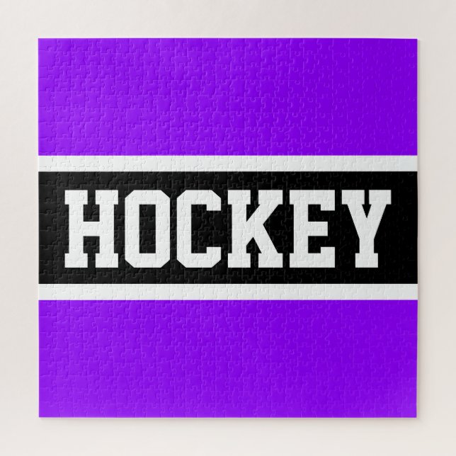 Puzzle HOCKEY Athlète brillant violet noir blanc rayures (Vertical)
