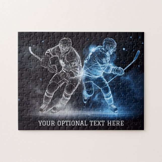 Puzzle Hockey sur glace sur texte personnalisé (Horizontal)