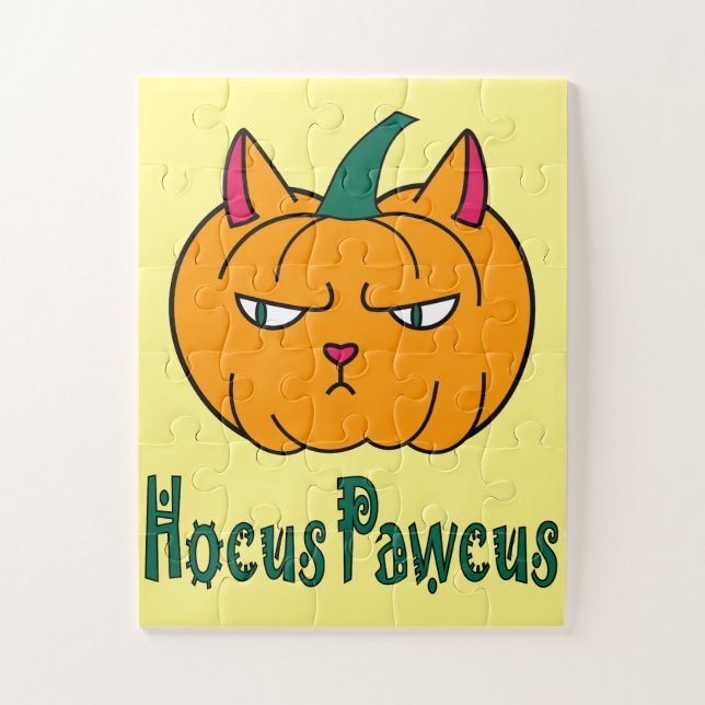 Puzzle Hocus pawcus Halloween citrouille ginger cat magie (Vertical)