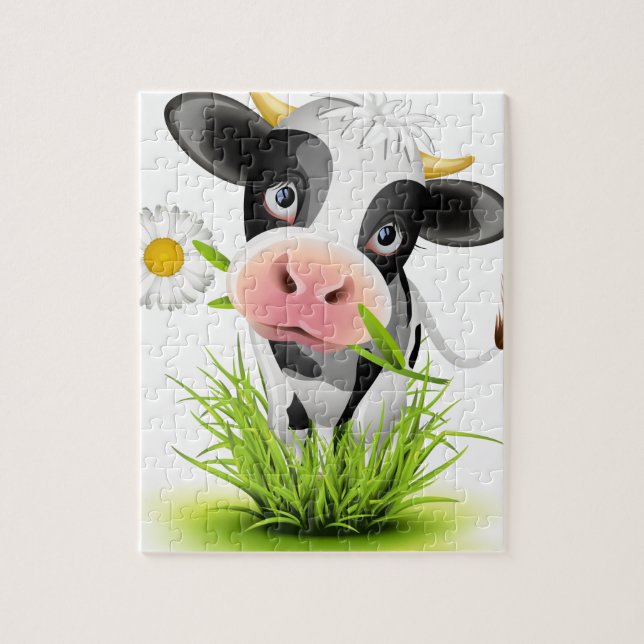 Puzzle Holstein cow en gris (Vertical)