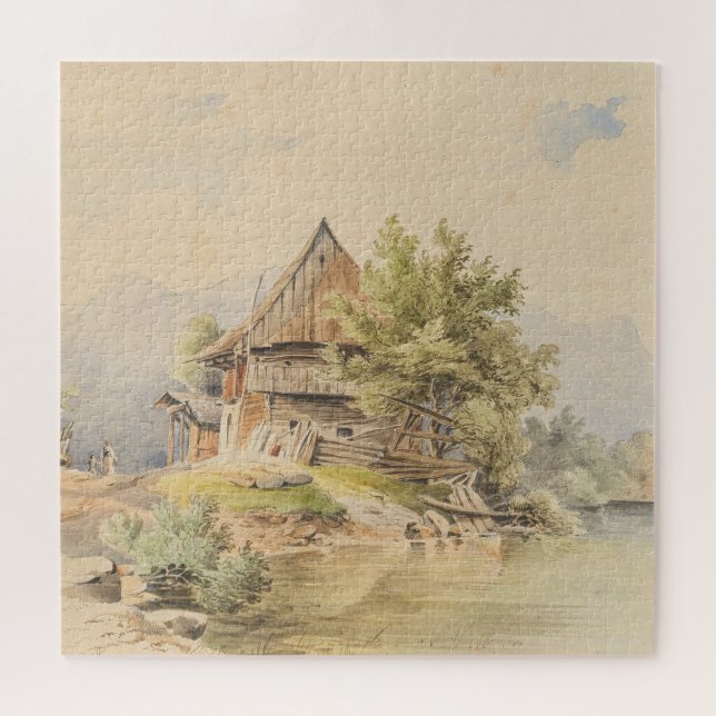 Puzzle Holzhütte am See - Carl Lafite (Horizontal)