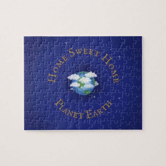 Puzzle "Home Sweet Home Planet Earth" Whimsical Astronomy (Horizontal)