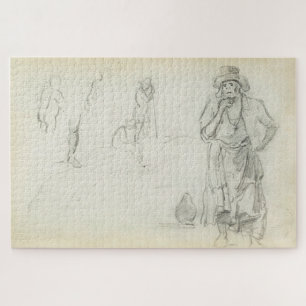 Puzzle Homme avec sa main à son menton, croquis d'hommes 