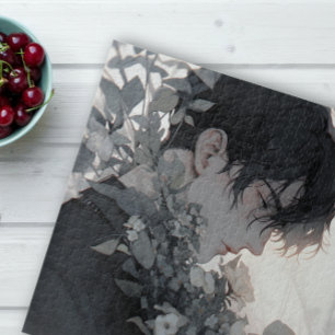 Puzzle Homme mystérieux et fleurs