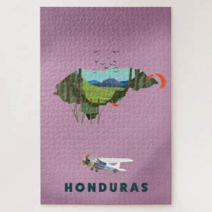 Puzzle Honduras Illustrated map travel poster