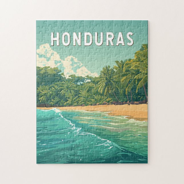 Puzzle Honduras Illustration Travel Art Vintage (Vertical)