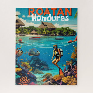 Puzzle Honduras Roatan Voyage Vintage Retro Poster