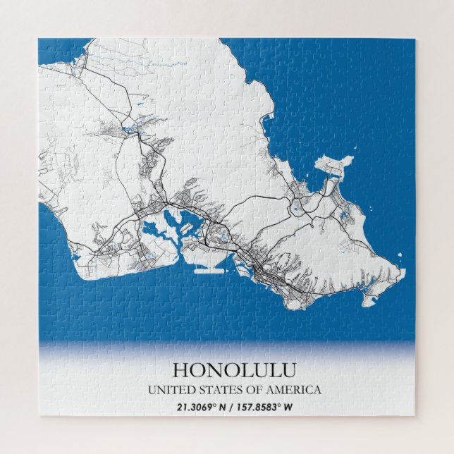 Puzzle Honolulu Hawaii USA Travel City Carte (Vertical)