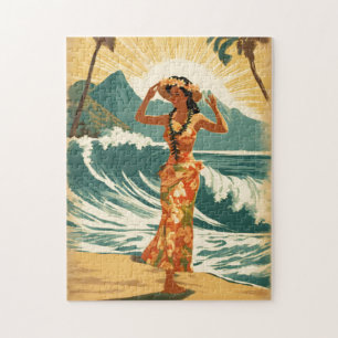 Puzzle Honolulu vintage Hawaii Mid-Pacific Travel