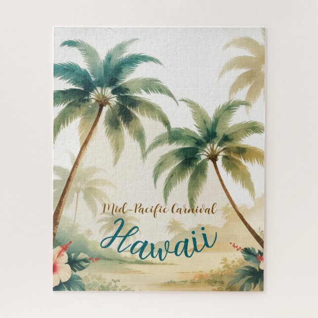 Puzzle Honolulu Voyage Hawaïen de style vintage (Vertical)