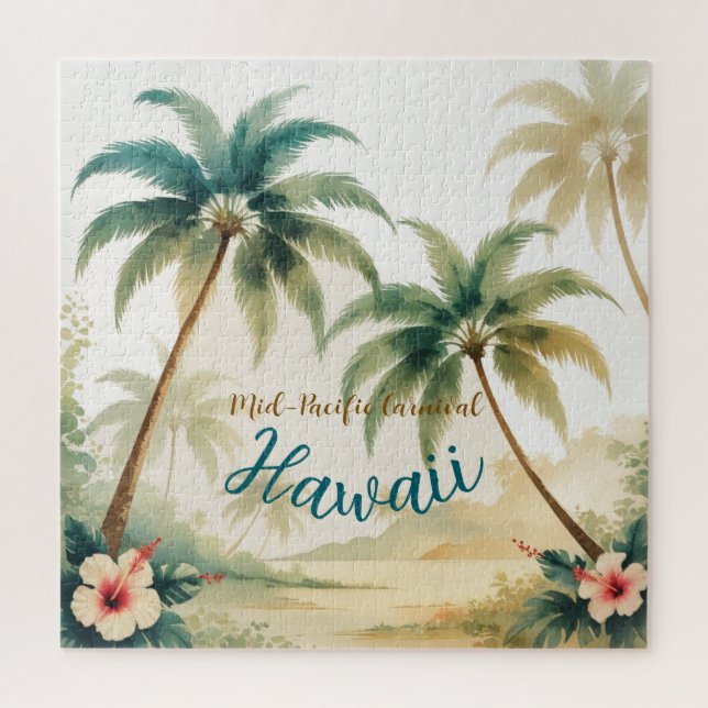 Puzzle Honolulu Voyage Hawaïen de style vintage (Vertical)