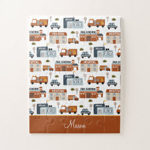 Puzzle Hôpital, incendie, police Ville Motif pour enfants