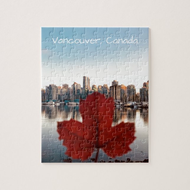 Puzzle Horizon de feuille d'érable rouge de Vancouver (Vertical)