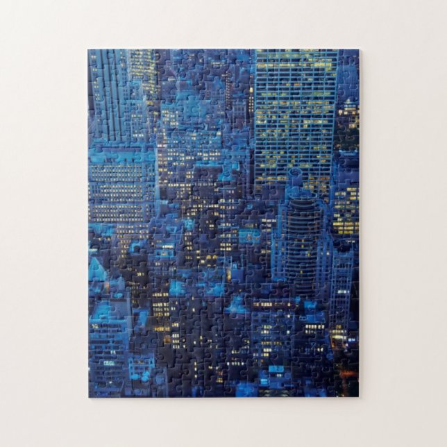 Puzzle Horizon de NYC, vue courbe au crépuscule (Vertical)