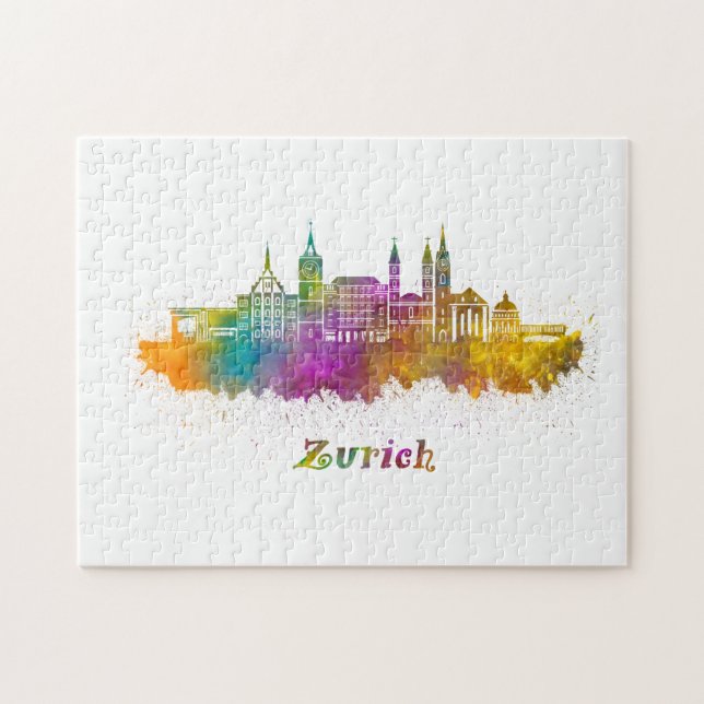 Puzzle horizon de zurich acuarela (Horizontal)