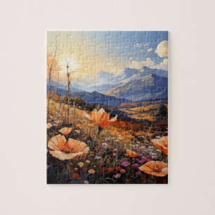 Puzzle Horizon d'or : Fleur sauvage Field et Montagnes