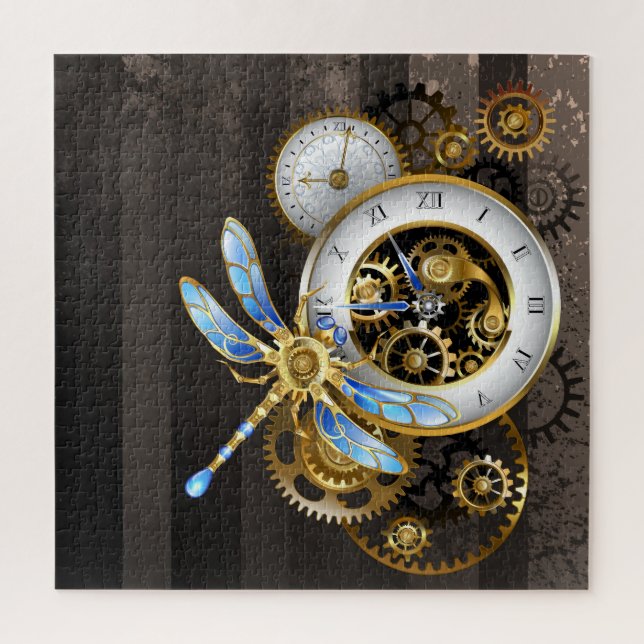 Puzzle Horloge à vapeur avec libellule mécanique (Vertical)