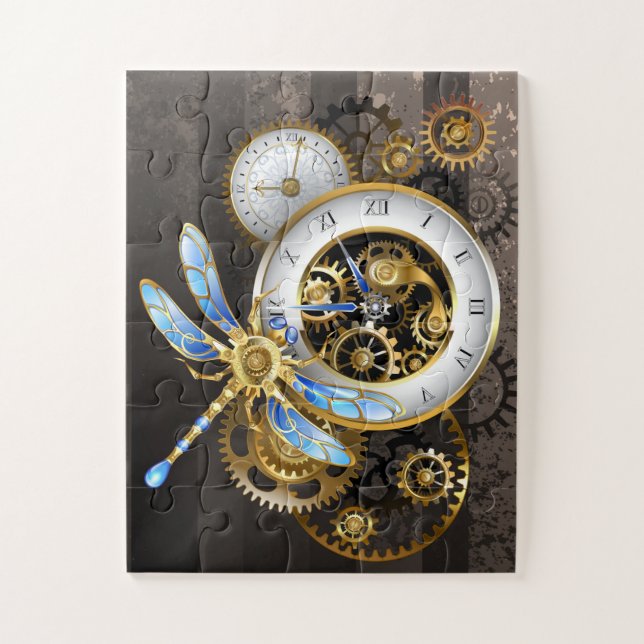 Puzzle Horloge à vapeur avec libellule mécanique (Vertical)