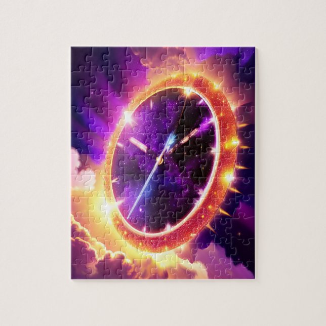 Puzzle Horloge rose et violette cosmique piquer l'espace  (Vertical)