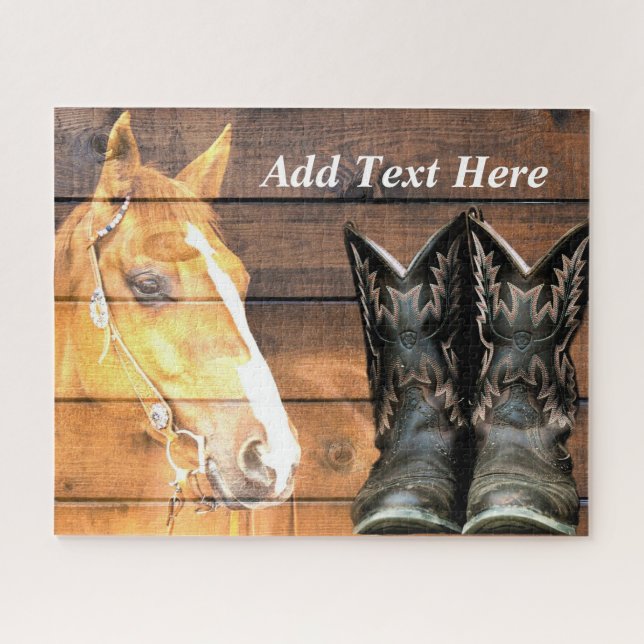 Puzzle Horse Cowboy Boots Rustic Barque (Horizontal)