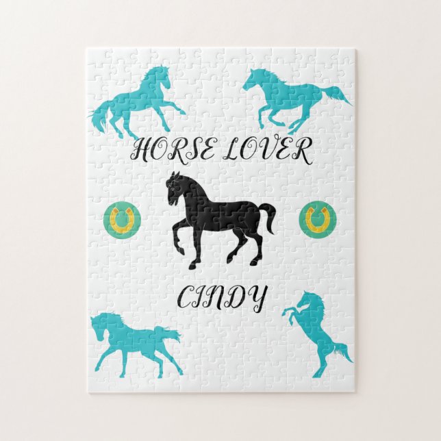 Puzzle Horse Lover avec nom personnalisé. (Vertical)
