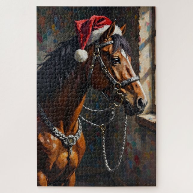 Puzzle Horse Noble Chiaroscuro Christmas Stable Hat (Vertical)