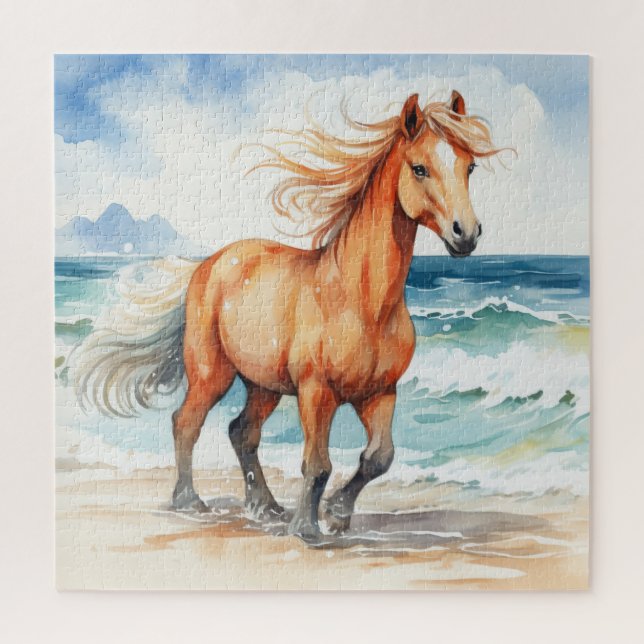 Puzzle Horse on Beach (Vertical)