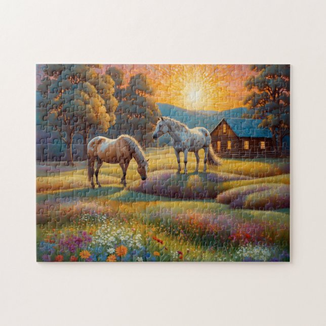 Puzzle Horse on Farm Wildflower Meadow (Horizontal)