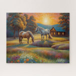Puzzle Horse on Farm Wildflower Meadow<br><div class="desc">Horses on Farm Wildflower Meadow. Beautiful Puzzles, planners, notebooks with this design in my stores.. Lots of art in my stores. Add this art to other products, add text.</div>
