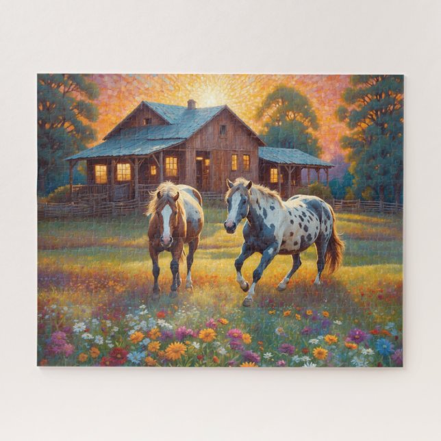 Puzzle Horse on Farm Wildflower Meadow (Horizontal)