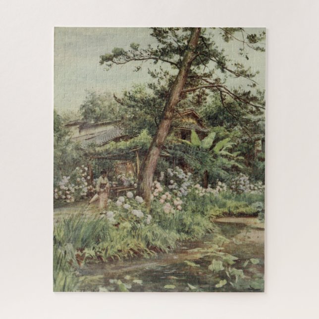 Puzzle Hortensias dans le jardin de thé chez Nichi Otani (Vertical)