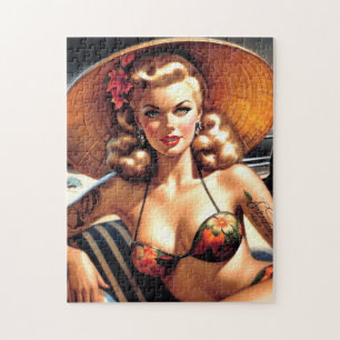 Puzzle Hot Beach Pin-up