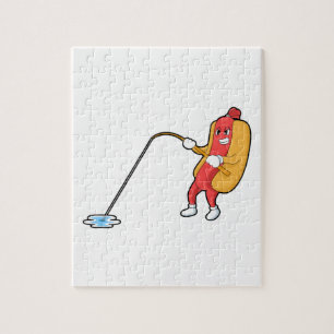 Puzzle Hotdog à la pêche avec bâtonnet de pêche