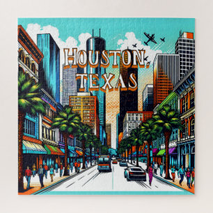 Puzzle Houston, Texas Downtown City View Art Abstrait
