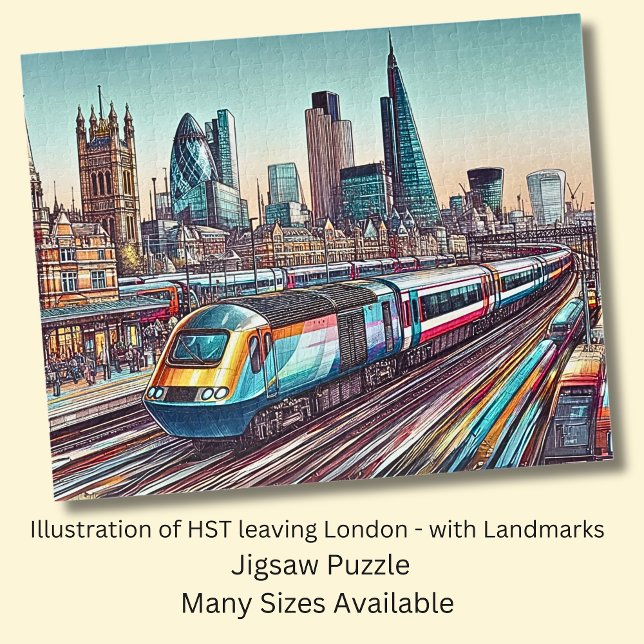 Puzzle HST Train Leaving London + Landmarks Illustration  (Créateur téléchargé)