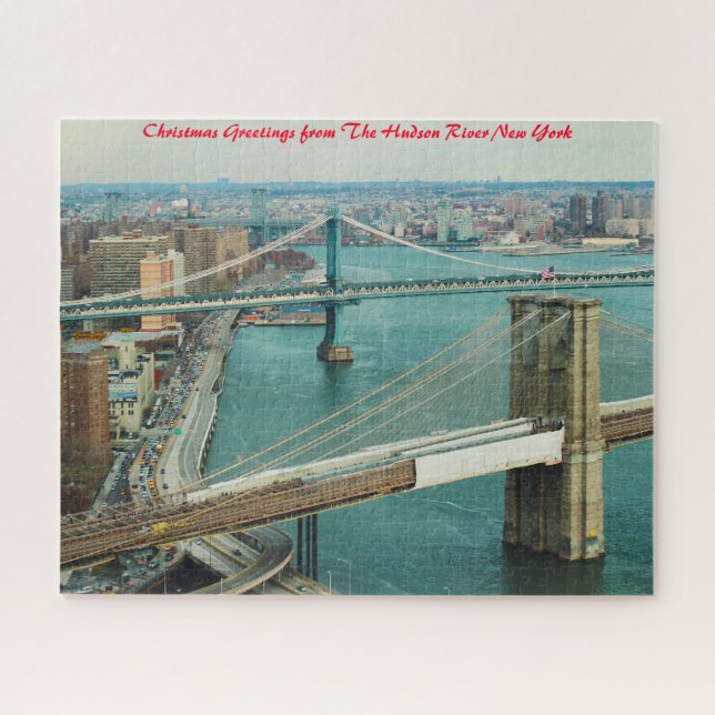 Puzzle Hudson River New York. Vœux de Noël (Horizontal)