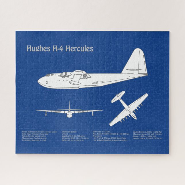 Puzzle Hughes H-4 Hercules Oie d'épinette - Plans d'avion (Horizontal)