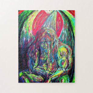 Puzzle Huile Abstraite colorée sur toile