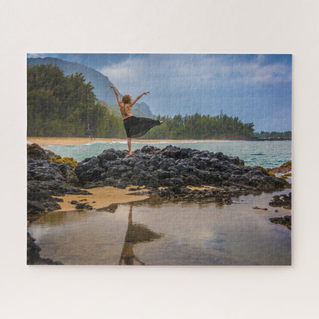 Puzzle Hula Dancer à Lumaha'i Beach, Kauai, Hawaï (Horizontal)