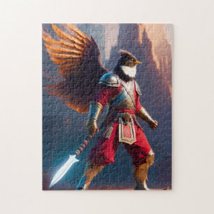 Puzzle humanoïde d'oiseaux avec l'équipement de guerrier