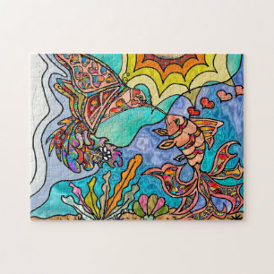 Puzzle Hummingbird Goldfish Reflection Imaginaire Art Puz