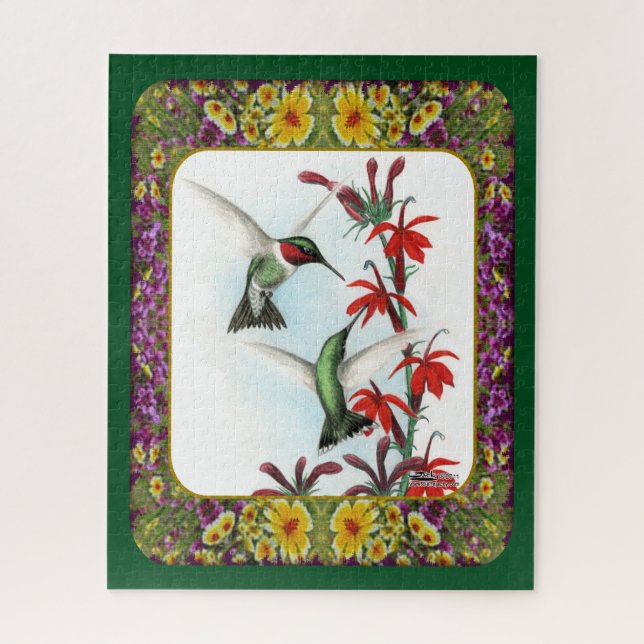 Puzzle Hummingbirds and Flowers #5 (Vertical)