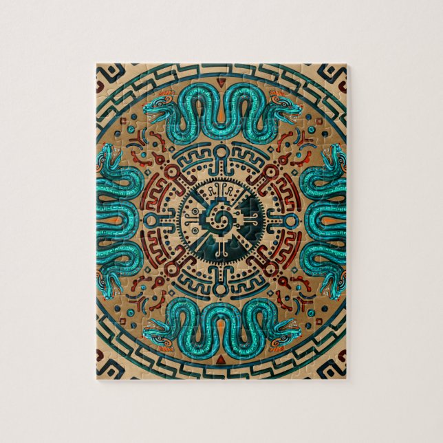 Puzzle Hunab Ku avec le double serpent dirigé - couleur (Vertical)