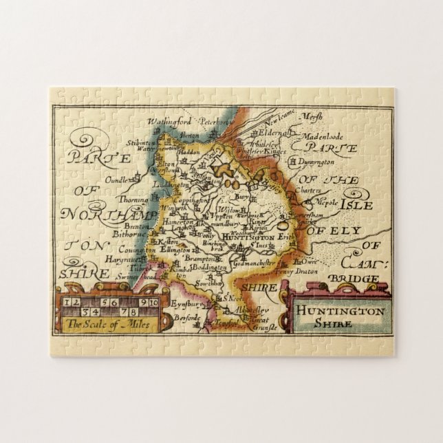 Puzzle Huntingdonshire Comté Angleterre Ancienne carte An (Horizontal)