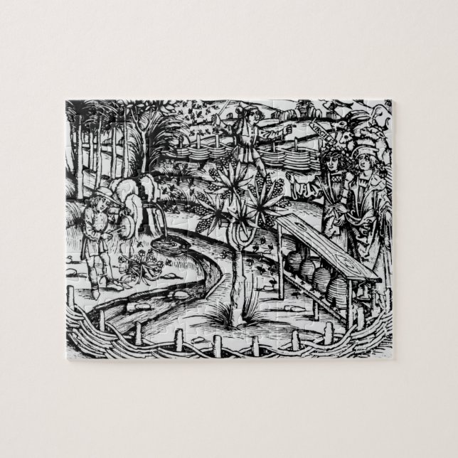 Puzzle Husbandsmen heureux tendant les abeilles, (Horizontal)