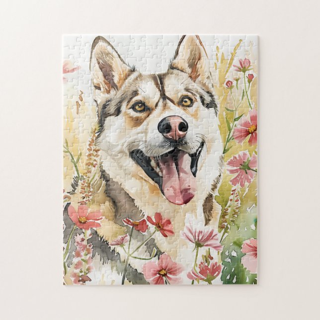 Puzzle Husky - Aquarelle Chien (Vertical)