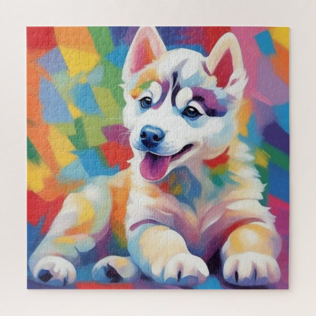 Puzzle Husky au pays des couleurs (Vertical)
