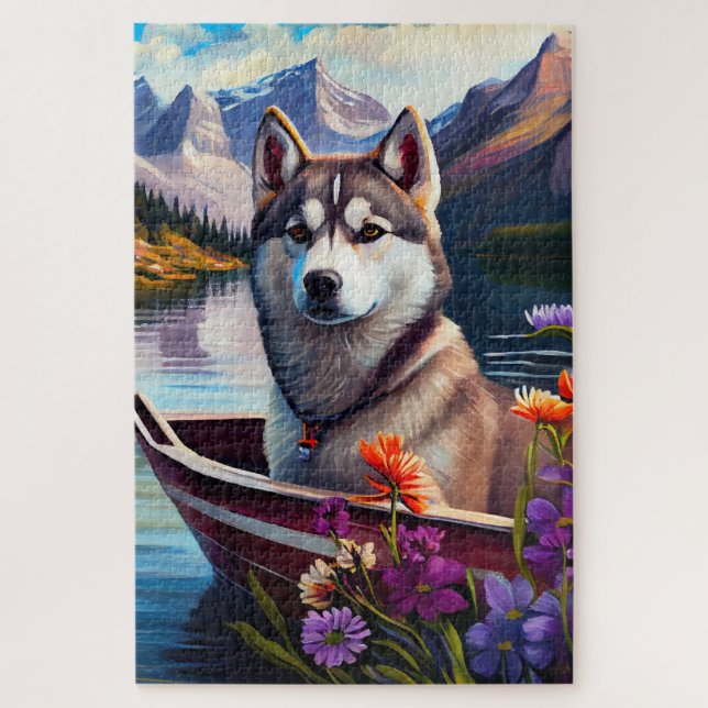 Puzzle Husky de Sibérie sur une pagaie : Une aventure pit (Vertical)