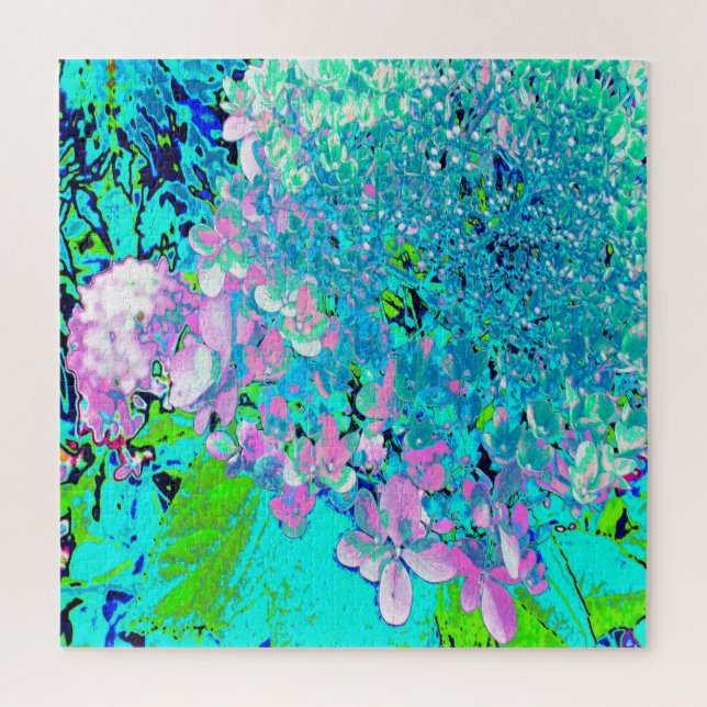 Puzzle Hydrangea Limelight Rose Et Bleu Élégant (Vertical)