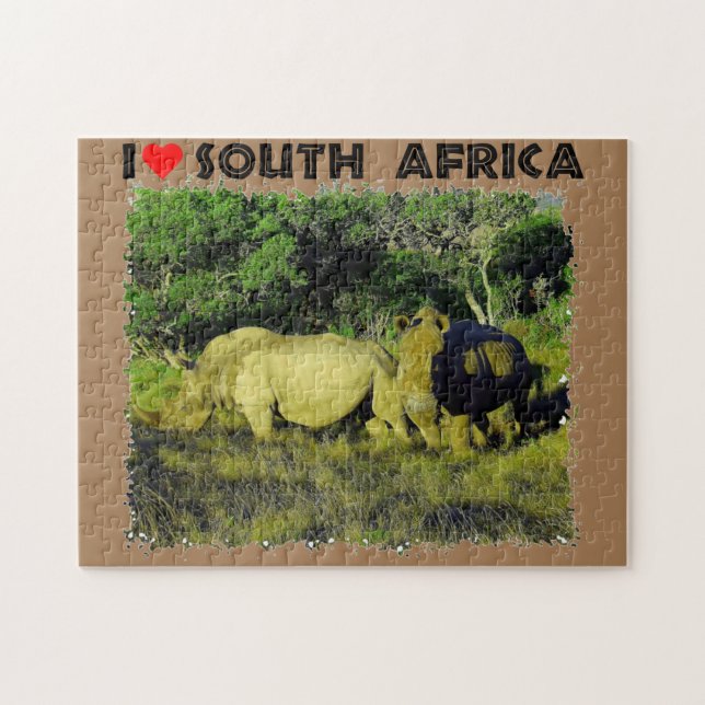 Puzzle I Coeur Afrique du Sud Rhino Couple (Horizontal)